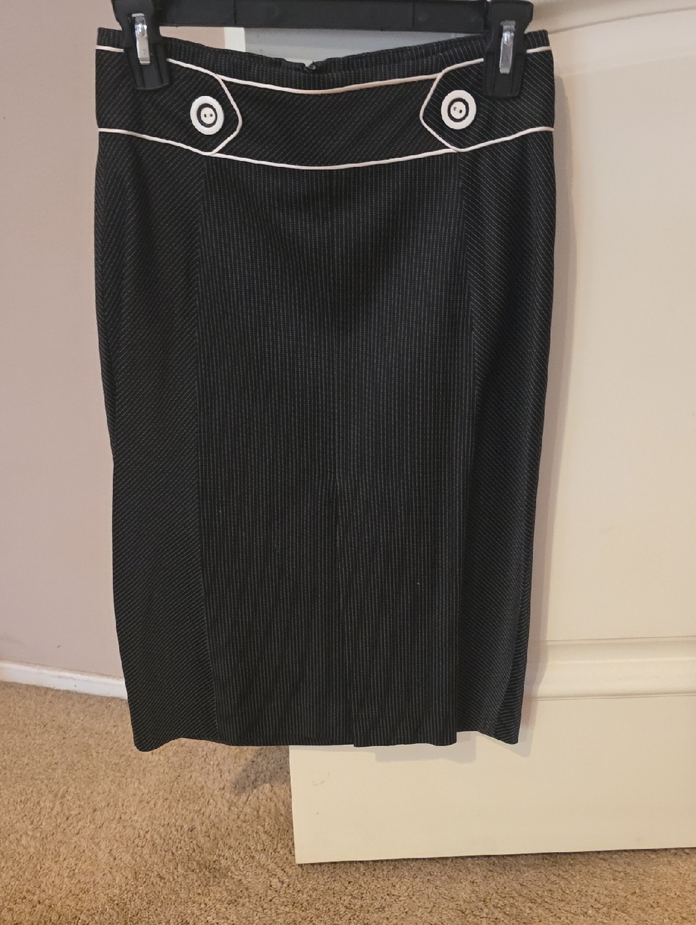 bebe Classic Black Pinstripe Pencil